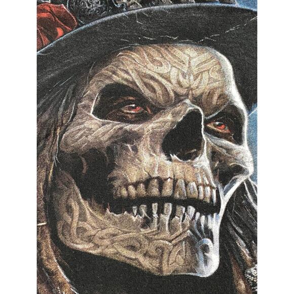 Skeleton Witch Doctor Dual Sided Graphics Long Sleeves T-Shirt Large Voodoo - Picture 13 of 13